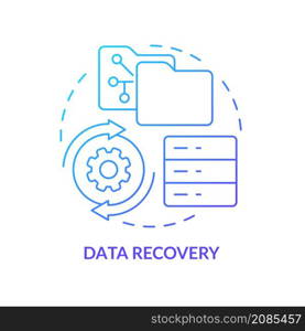Data recovery blue gradient concept icon. Salvaging deleted and loss information. Repair abstract idea thin line illustration. Isolated outline drawing. Roboto-Medium, Myriad Pro-Bold fonts used. Data recovery blue gradient concept icon