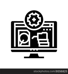 data recovery repair computer glyph icon vector. data recovery repair computer sign. isolated symbol illustration. data recovery repair computer glyph icon vector illustration
