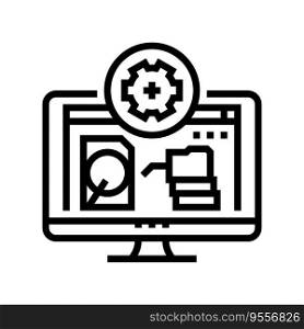 data recovery repair computer line icon vector. data recovery repair computer sign. isolated contour symbol black illustration. data recovery repair computer line icon vector illustration