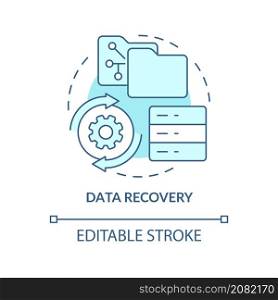 Data recovery turquoise concept icon. Salvaging deleted and loss information. Abstract idea thin line illustration. Isolated outline drawing. Editable stroke. Roboto-Medium, Myriad Pro-Bold fonts used. Data recovery turquoise concept icon