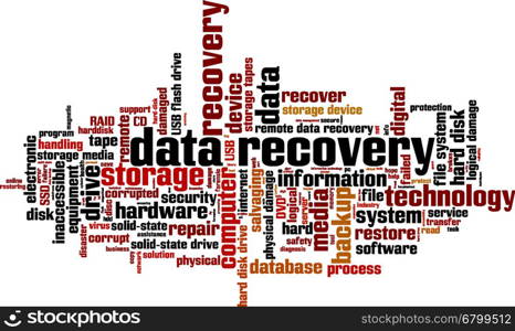 Data recovery word cloud concept. Vector illustration