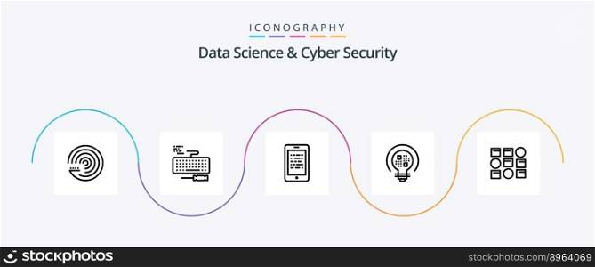 Data Science And Cyber Security Line 5 Icon Pack Including pattren. light. mobile. insight. elearning