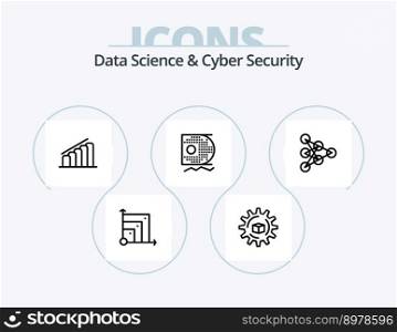 Data Science And Cyber Security Line Icon Pack 5 Icon Design. data. data scince. globe. clock. measure