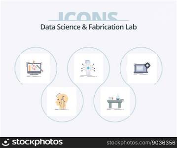Data Science And Fabrication Lab Flat Icon Pack 5 Icon Design. datum. analysis. laboratory. processing. tools