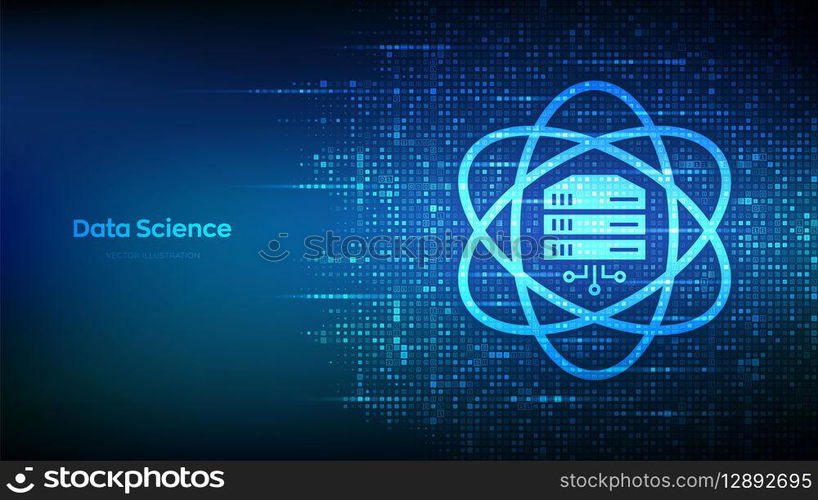 Data Science icon made with binary code. Deep learning. Artificial intelligence, Analysis. Big data. Machine learning. Computer science technology. Digital binary code background. Vector illustration. Data Science icon made with binary code. Deep learning. Artificial intelligence, Analysis. Big data. Machine learning. Computer science technology. Digital binary code background. Vector illustration.