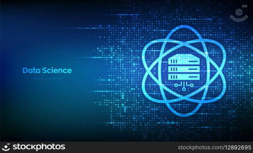 Data Science icon made with binary code. Deep learning. Artificial intelligence, Analysis. Big data. Machine learning. Computer science technology. Digital binary code background. Vector illustration. Data Science icon made with binary code. Deep learning. Artificial intelligence, Analysis. Big data. Machine learning. Computer science technology. Digital binary code background. Vector illustration.