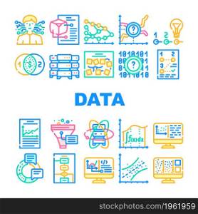 Data Science Innovate Technology Icons Set Vector. Analysis And Research Data Science, Software Algorithm And And Programming, Quantum Computer And Server Line. Color Illustrations. Data Science Innovate Technology Icons Set Vector