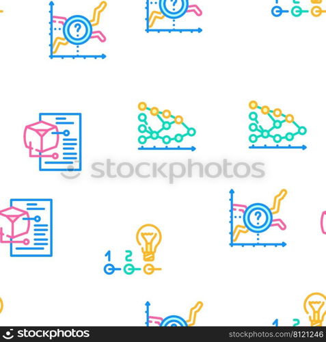 Data Science Innovate Technology Vector Seamless Pattern Color Line Illustration. Data Science Innovate Technology Icons Set Vector