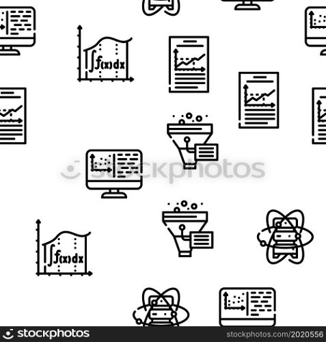 Data Science Innovate Technology Vector Seamless Pattern Thin Line Illustration. Data Science Innovate Technology Vector Seamless Pattern