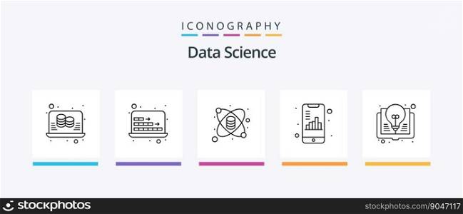 Data Science Line 5 Icon Pack Including document. big data. web. storage. cloud. Creative Icons Design