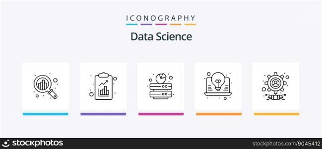 Data Science Line 5 Icon Pack Including strategy. marketing. funnel. analysis. science. Creative Icons Design