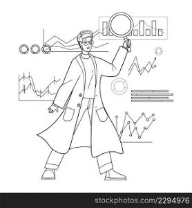 data scientist ai analysis science. Black Line Pencil Drawing Vector. algorithm business technology character web Illustration. data scientist vector