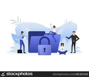 Data secure people. Personal data security concept. Cyber safety concept.. Data secure people. Personal data security concept. Cyber safety concept