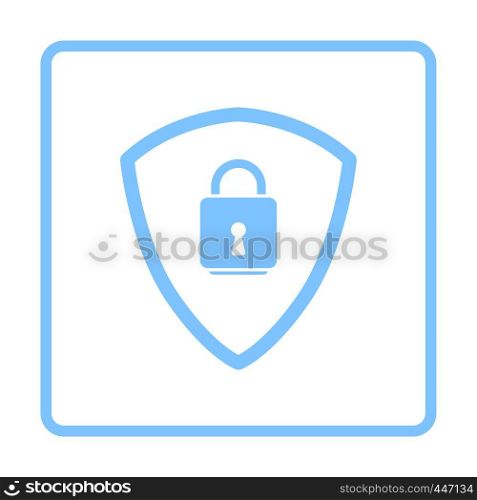 Data Security Icon. Blue Frame Design. Vector Illustration.