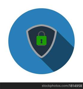 Data Security Icon. Flat Circle Stencil Design With Long Shadow. Vector Illustration.