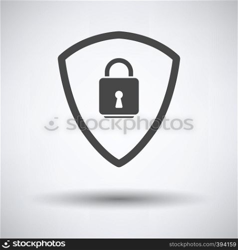 Data Security Icon on gray background, round shadow. Vector illustration.