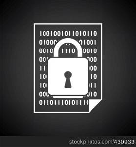 Data Security Icon. White on Black Background Design. Vector Illustration.