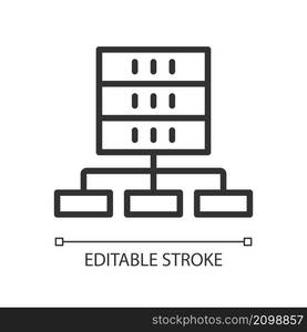 Data set technology linear pixel perfect icon. Virtual storage for information. Thin line customizable illustration. Contour symbol. Vector isolated outline drawing. Editable stroke. Arial font used. Data set technology linear pixel perfect icon