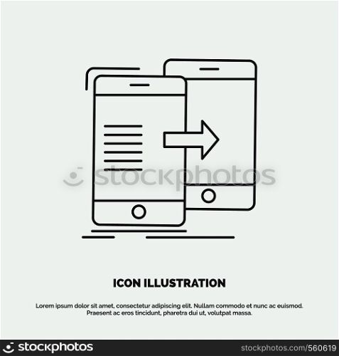 data, Sharing, sync, synchronization, syncing Icon. Line vector gray symbol for UI and UX, website or mobile application. Vector EPS10 Abstract Template background