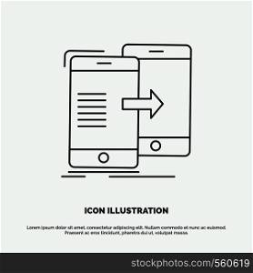data, Sharing, sync, synchronization, syncing Icon. Line vector gray symbol for UI and UX, website or mobile application. Vector EPS10 Abstract Template background