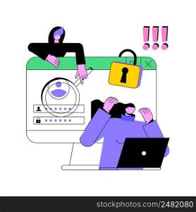 Data stealing malware abstract concept vector illustration. Data protection, stealing private information, internet security, malware installation, hacker attack, cyber crime abstract metaphor.. Data stealing malware abstract concept vector illustration.