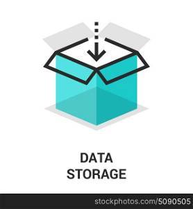 data storage icon. Modern flat line vector illustration icon design concept. Icon for mobile and web graphics. Flat line symbol, logo creative concept. Simple and clean flat line pictogram