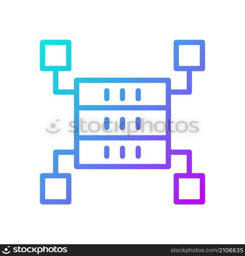 Data storage space gradient linear vector icon. Dataset warehousing. Virtual information processing technology. Thin line color symbol. Modern style pictogram. Vector isolated outline drawing. Data storage space gradient linear vector icon