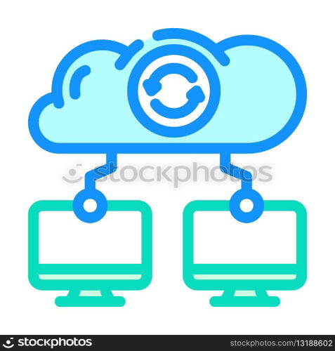 data synchronization cloud computing color icon vector. data synchronization cloud computing sign. isolated symbol illustration. data synchronization cloud computing color icon vector illustration