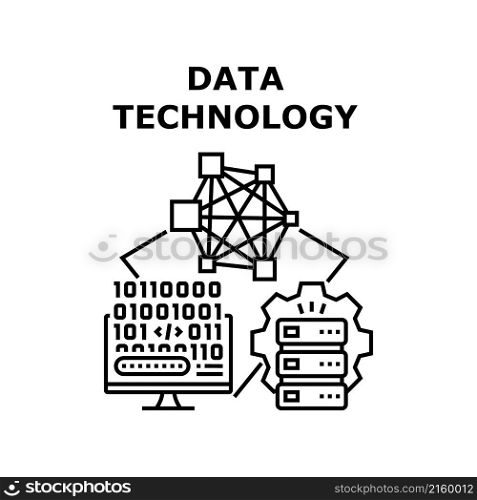 Data Technology abstract concept. tech network. modern science. digital computer vector concept black illustration. Data Technology icon vector illustration