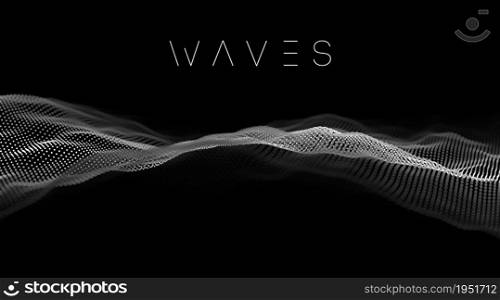 Data technology abstract futuristic illustration . Low poly shape with connecting dots and lines on dark background. 3D rendering . Big data visualization .. Data technology abstract futuristic illustration. Sound waves with music waves 3D rendering. Big data visualization .