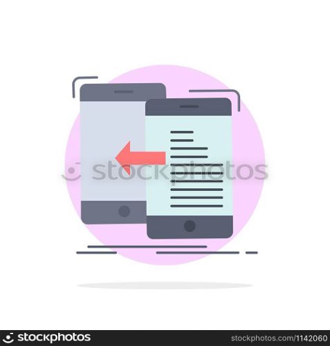 data, transfer, mobile, management, Move Flat Color Icon Vector