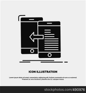 data, transfer, mobile, management, Move Icon. glyph vector gray symbol for UI and UX, website or mobile application. Vector EPS10 Abstract Template background
