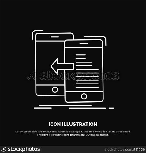 data, transfer, mobile, management, Move Icon. Line vector symbol for UI and UX, website or mobile application. Vector EPS10 Abstract Template background