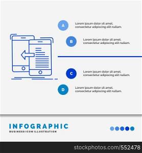 data, transfer, mobile, management, Move Infographics Template for Website and Presentation. Line Blue icon infographic style vector illustration. Vector EPS10 Abstract Template background