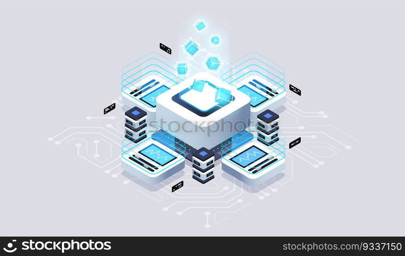 Data visualization concept. 3d isometric vector illustration.