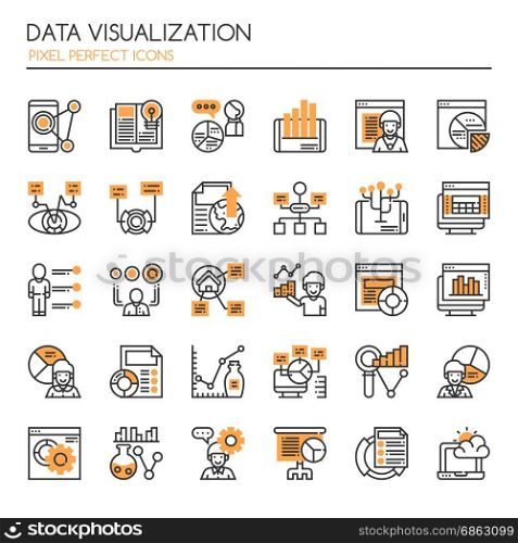 Data Visualization Elements , Thin Line and Pixel Perfect Icons