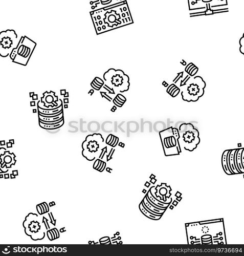 database administrator server vector seamless pattern thin line illustration. database administrator server seamless pattern vector