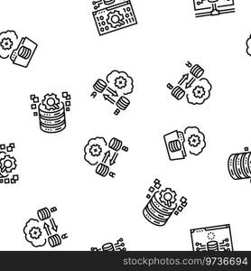 database administrator server vector seamless pattern thin line illustration. database administrator server seamless pattern vector