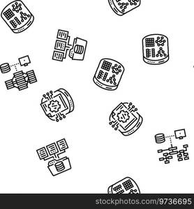 database administrator server vector seamless pattern thin line illustration. database administrator server seamless pattern vector
