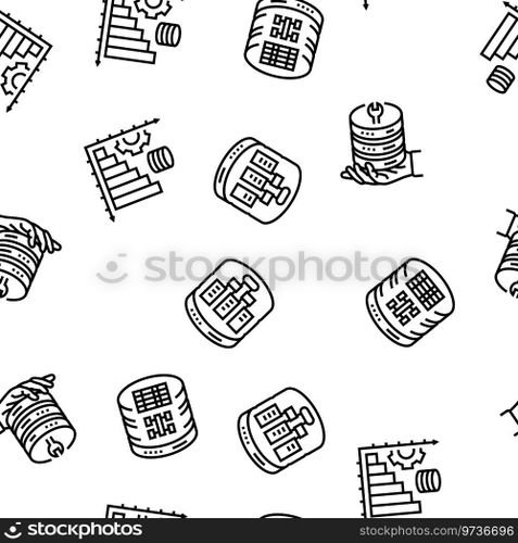 database administrator server vector seamless pattern thin line illustration. database administrator server seamless pattern vector