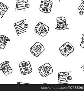 database administrator server vector seamless pattern thin line illustration. database administrator server seamless pattern vector