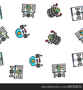 database administrator server vector seamless pattern thin line illustration. database administrator server seamless pattern vector