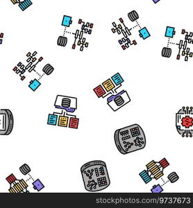 database administrator server vector seamless pattern thin line illustration. database administrator server seamless pattern vector