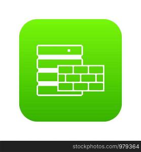 Database and brick wall icon digital green for any design isolated on white vector illustration. Database and brick wall icon digital green