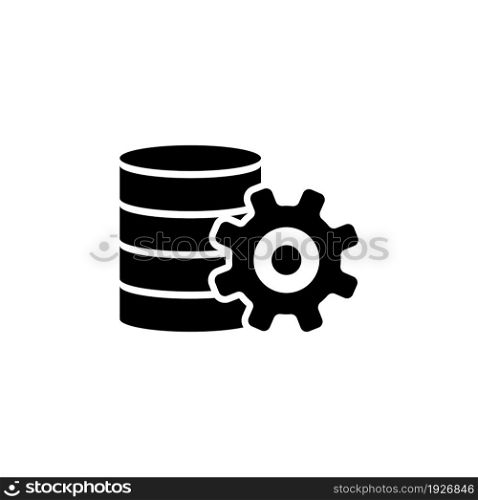 Database Center, Data Server Settings. Flat Vector Icon illustration. Simple black symbol on white background. Database Center, Data Server Settings sign design template for web and mobile UI element. Database Center, Data Server Settings Flat Vector Icon