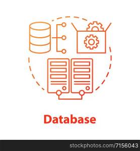 Database concept icon. Software development tools idea thin line illustration. Mobile device programming and coding. Application management and optimization. Vector isolated outline drawing