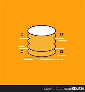 database, data, architecture, infographics, monitoring Flat Line Filled Icon. Beautiful Logo button over yellow background for UI and UX, website or mobile application. Vector EPS10 Abstract Template background