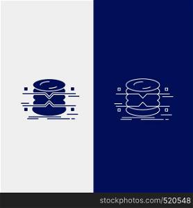 database, data, architecture, infographics, monitoring Line and Glyph web Button in Blue color Vertical Banner for UI and UX, website or mobile application. Vector EPS10 Abstract Template background