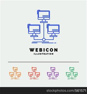 database, distributed, connection, network, computer 5 Color Line Web Icon Template isolated on white. Vector illustration. Vector EPS10 Abstract Template background