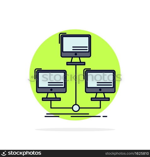 database, distributed, connection, network, computer Flat Color Icon Vector